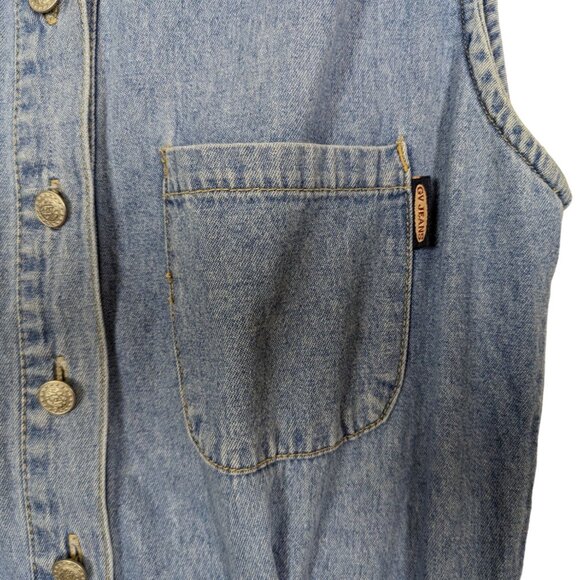 Gloria Vanderbilt Vintage Sleeveless belt elastic waist denim romper‎ jumpsuit S - Picture 5 of 15